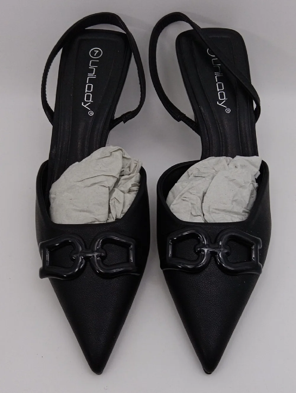 WOMEN'S BLACK POINTED SLING BACK HEELS SIZE 7